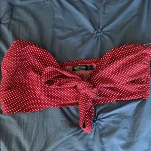 Nasty gal red polka dot cropped top
